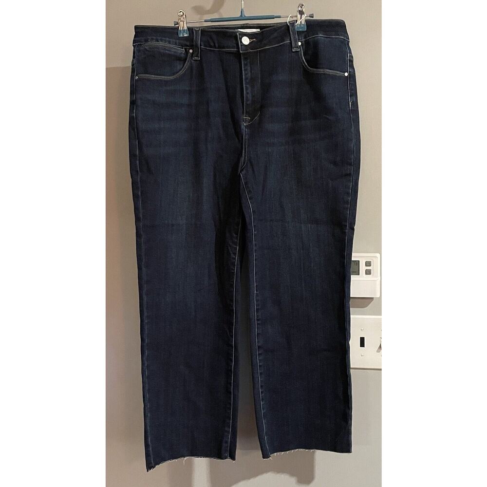 Risen Jeans Dark Denim 5‎ Pocket Straight Fit Cropped Stretch Womens 2XL New